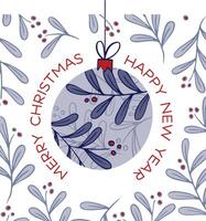 Merry christmas and happy new year card vector