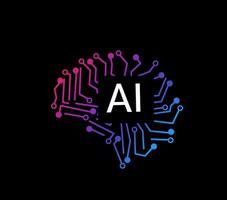 Ai brain chip technology vector
