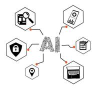 Ai using brain human technology vector