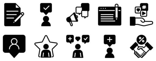 Blogger and Influencer Icon Set Trendy Solid Style Collection for Digital Creators vector