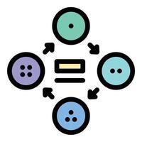 Project Scheme Icon Strategic Planning in Flat Line Color Style vector