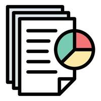 Report Icon Analytical Summary in Flat Line Color Style vector