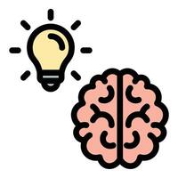 Creative Thinking Icon Innovation and Ideas in Flat Line Color Style vector