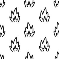 Cartoon hand drawn doodle of Fire effect element seamless pattern. vector