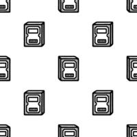 Cartoon doodles hard disk drive seamless pattern. vector