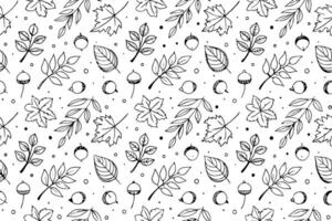 Seamless background of autumn leaves in doodle style Background of hand drawn leaves for textiles or book covers wallpaper design graphics print hobbies invitations vector