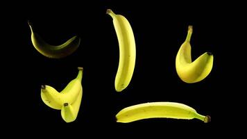 Bananas rotate on isolated black background video