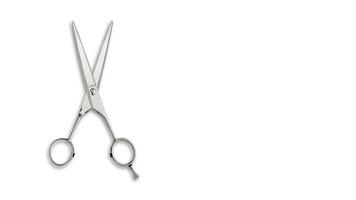Scissors opens and closes and space for design on white video