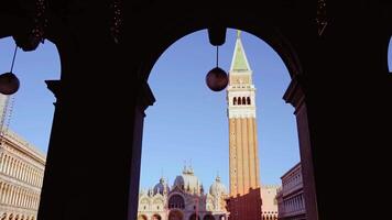 Motion to empty St Mark square with Basilica and Campanile video