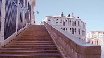 Empty staircase with railing of historical Rialto bridge video