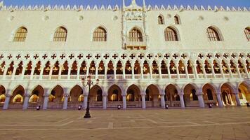 Wonderful Doge palace with arches on empty St Mark square video