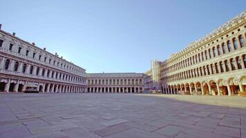 Motion along empty St Mark square with historical buildings video