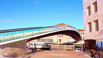 Empty modern Calatrava bridge over Grand channel in Venice video