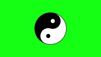 Oriental sign of yin and yang turns against green chromakey video