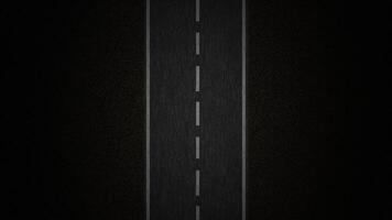 Motion above empty highway with markings on black background video