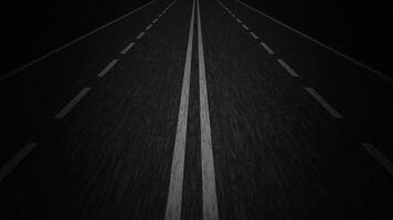 Motion along empty dark highway with white markings on lanes video