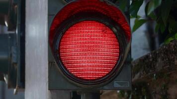 Traffic lights with changing colors lamp installed on street video