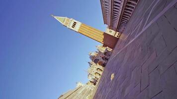 Camera shoots upside down St Mark square with Campanile video