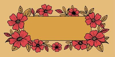 Flowers frame on brown background vector