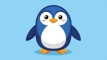 a cartoon penguin standing on a blue background vector