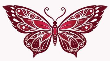 a red butterfly with a pattern on it vector