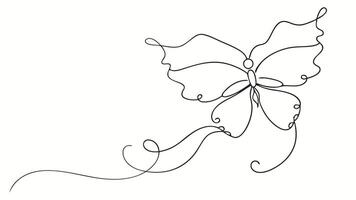 a continuous line drawing of a butterfly vector