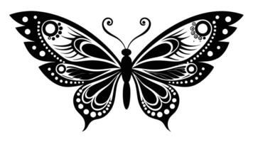 a black and white butterfly with a pattern on it vector