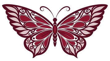 a red and white butterfly with a pattern on it vector