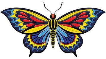 a colorful butterfly with black and red wings vector
