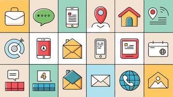 a set of icons depicting various types of communication vector