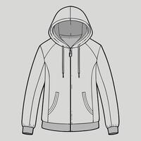 a drawing of a hooded jacket vector