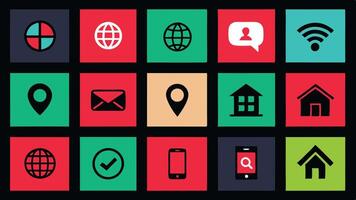a set of icons that include a phone, wifi, and a map vector