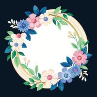 a round frame with flowers on it vector