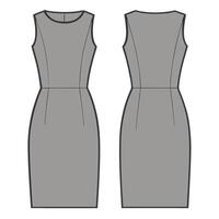 the front and back view of a grey dress vector