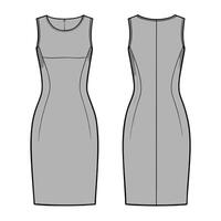 the front and back of a dress with a zipper vector
