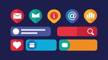flat social icons with different colors vector