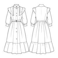 the sewing pattern for a dress with ruffles vector