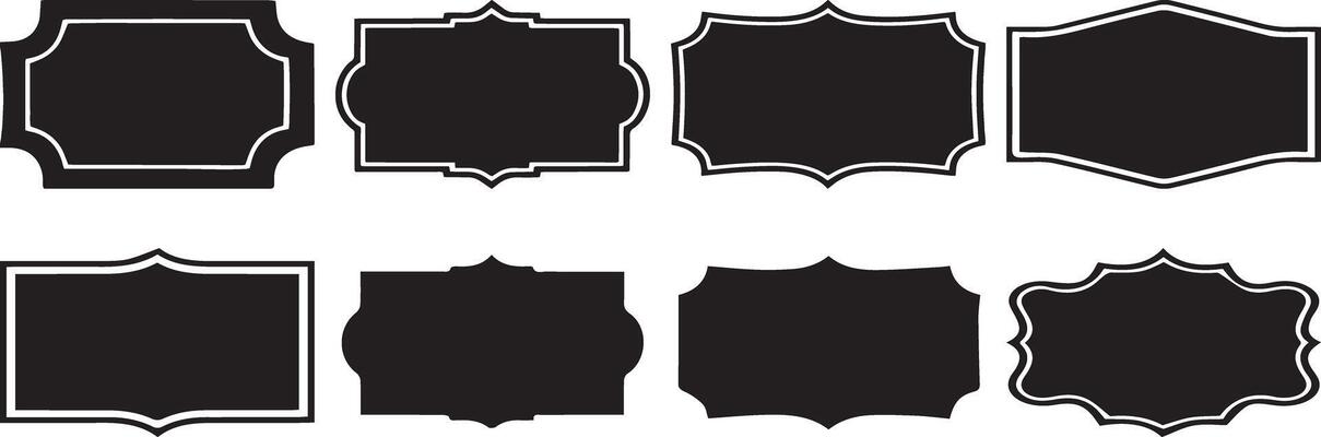 a set of black and white frames with different shapes