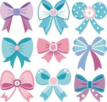 a set of different bows on a white background vector