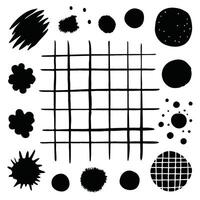 a set of black and white ink blots and shapes vector