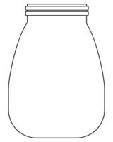 Outline jar with a narrow neck, outline of a storage container in a linear style vector