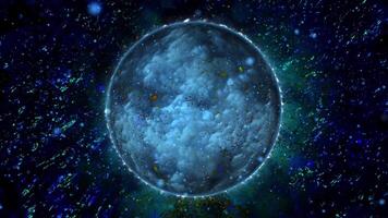 bright planet rotating in deep space video