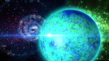 bright planet rotating in deep space video