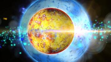 bright planet rotating in deep space video