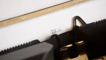 Typing the word Index with in a old manual typewriter video