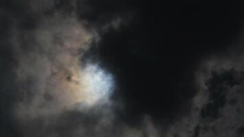 Black clouds moving over the sun a stormy day in time lapse video