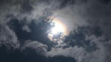 Stormy clouds arriving and moving over the sun a cloudy day in timelapse video
