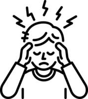 A line icon of a person having migraine problem vector
