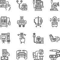 Set of Medical Machines Linear Style Icons vector