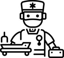 A line icon of a robot surgeon vector
